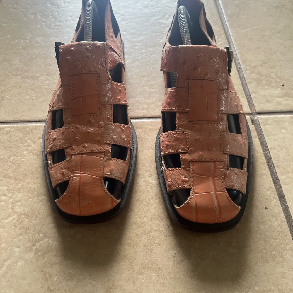 Stacy Adams Men's Murano Ostrich Print w/ Croco Print City Sandal size 10